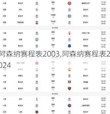 阿森纳赛程表2003,阿森纳赛程表2024