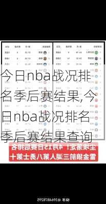 今日nba战况排名季后赛结果,今日nba战况排名季后赛结果查询