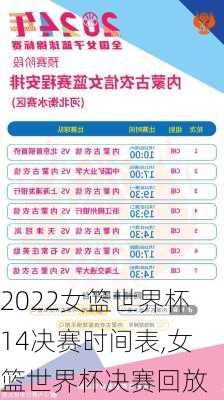 2022女篮世界杯14决赛时间表,女篮世界杯决赛回放