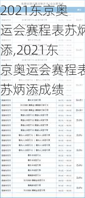 2021东京奥运会赛程表苏炳添,2021东京奥运会赛程表苏炳添成绩