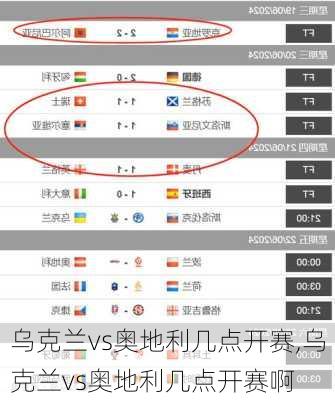 乌克兰vs奥地利几点开赛,乌克兰vs奥地利几点开赛啊