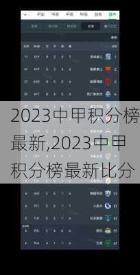 2023中甲积分榜最新,2023中甲积分榜最新比分