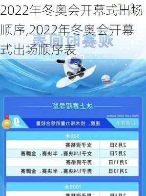 2022年冬奥会开幕式出场顺序,2022年冬奥会开幕式出场顺序表