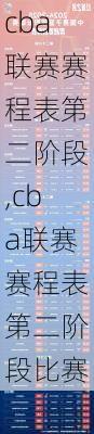 cba联赛赛程表第二阶段,cba联赛赛程表第二阶段比赛