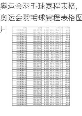 奥运会羽毛球赛程表格,奥运会羽毛球赛程表格图片