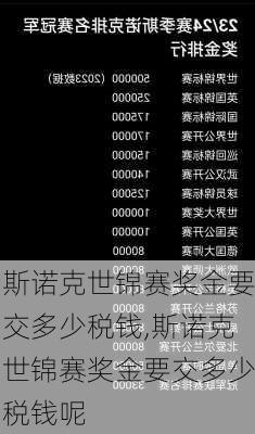 斯诺克世锦赛奖金要交多少税钱,斯诺克世锦赛奖金要交多少税钱呢