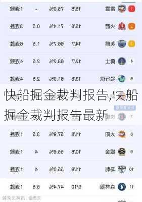 快船掘金裁判报告,快船掘金裁判报告最新