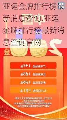 亚运金牌排行榜最新消息查询,亚运金牌排行榜最新消息查询官网