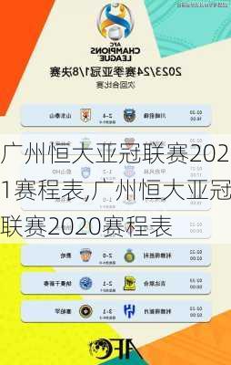 广州恒大亚冠联赛2021赛程表,广州恒大亚冠联赛2020赛程表