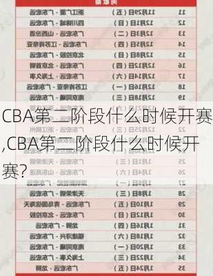 CBA第二阶段什么时候开赛,CBA第二阶段什么时候开赛?