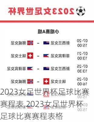 2023女足世界杯足球比赛赛程表,2023女足世界杯足球比赛赛程表格