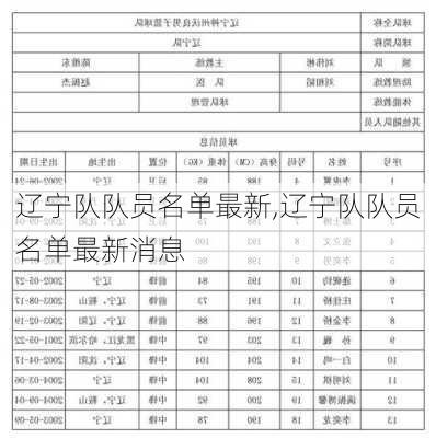 辽宁队队员名单最新,辽宁队队员名单最新消息