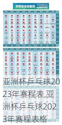 亚洲杯乒乓球2023年赛程表,亚洲杯乒乓球2023年赛程表格