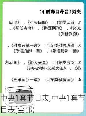 中央1套节目表,中央1套节目表(全部)