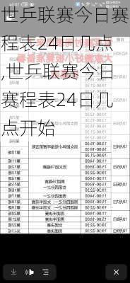 世乒联赛今日赛程表24日几点,世乒联赛今日赛程表24日几点开始